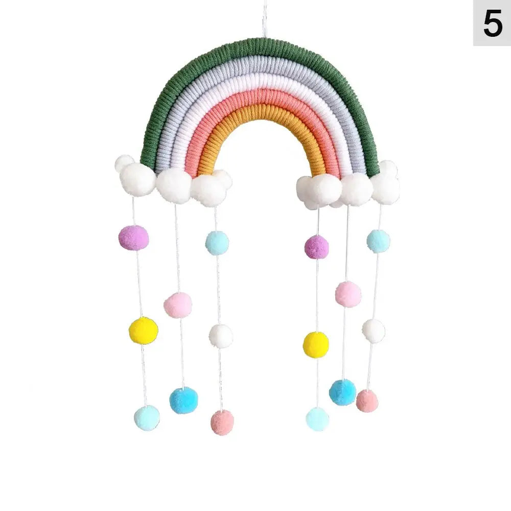 Arc-en-ciel décoratif en macramé multicolore pour chambre d'enfant