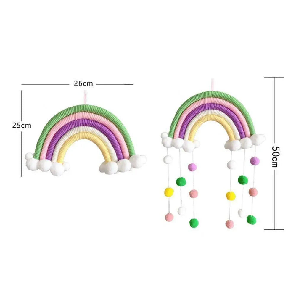 Arc-en-ciel décoratif en macramé multicolore pour chambre d'enfant