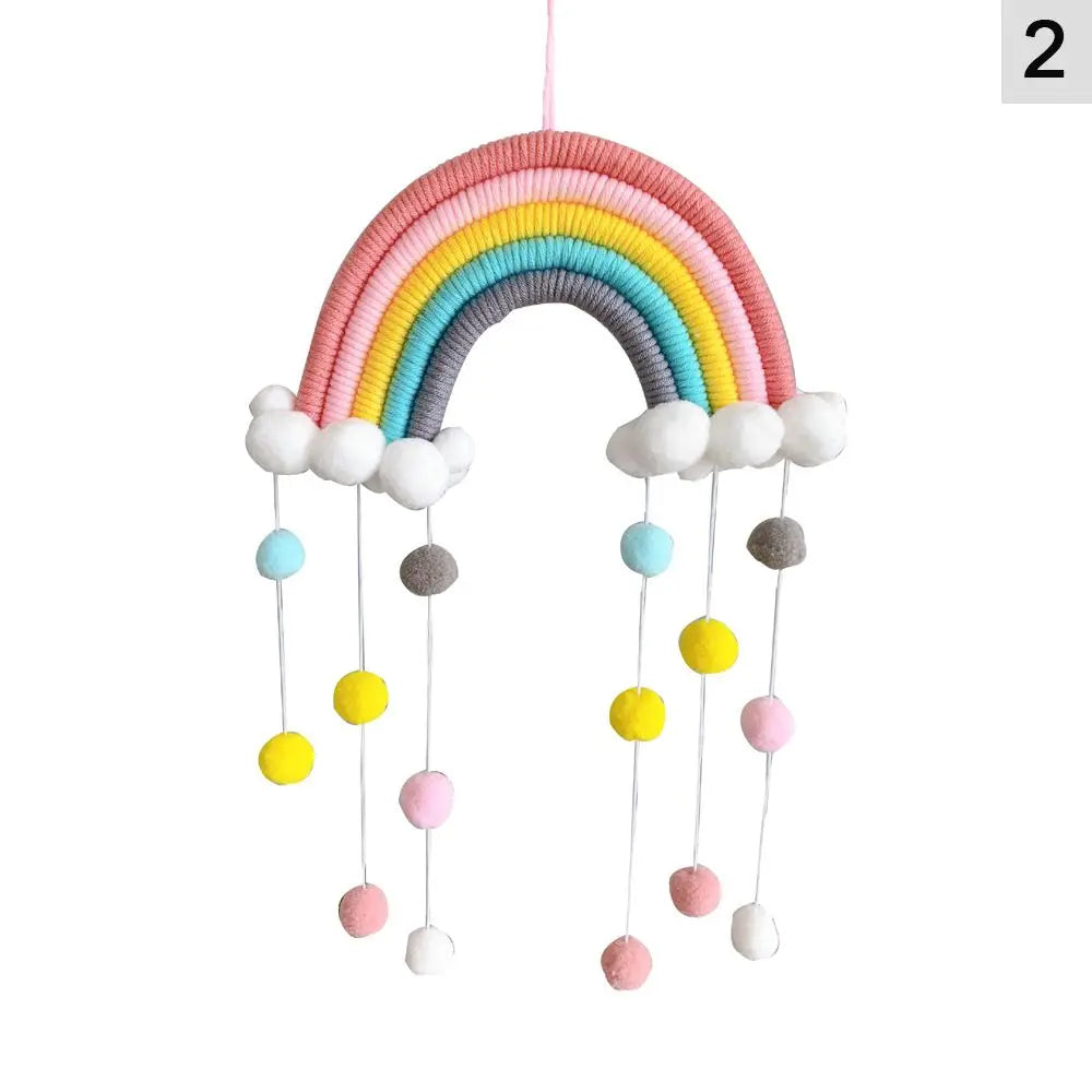 Arc-en-ciel décoratif en macramé multicolore pour chambre d'enfant
