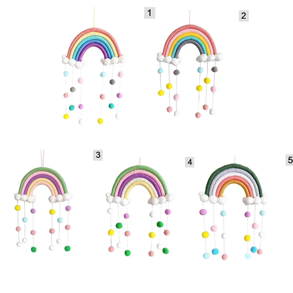 Arc-en-ciel décoratif en macramé multicolore pour chambre d'enfant