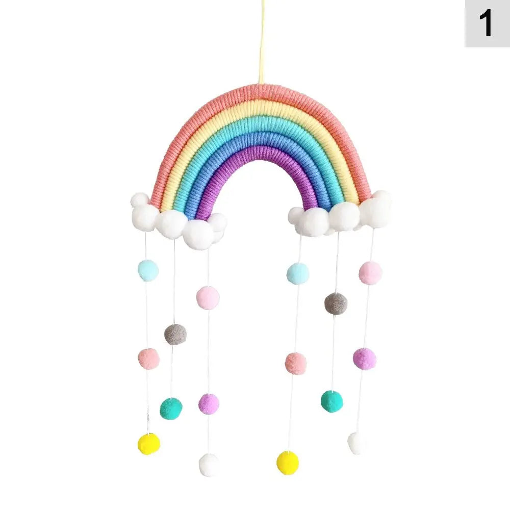 Arc-en-ciel décoratif en macramé multicolore pour chambre d'enfant