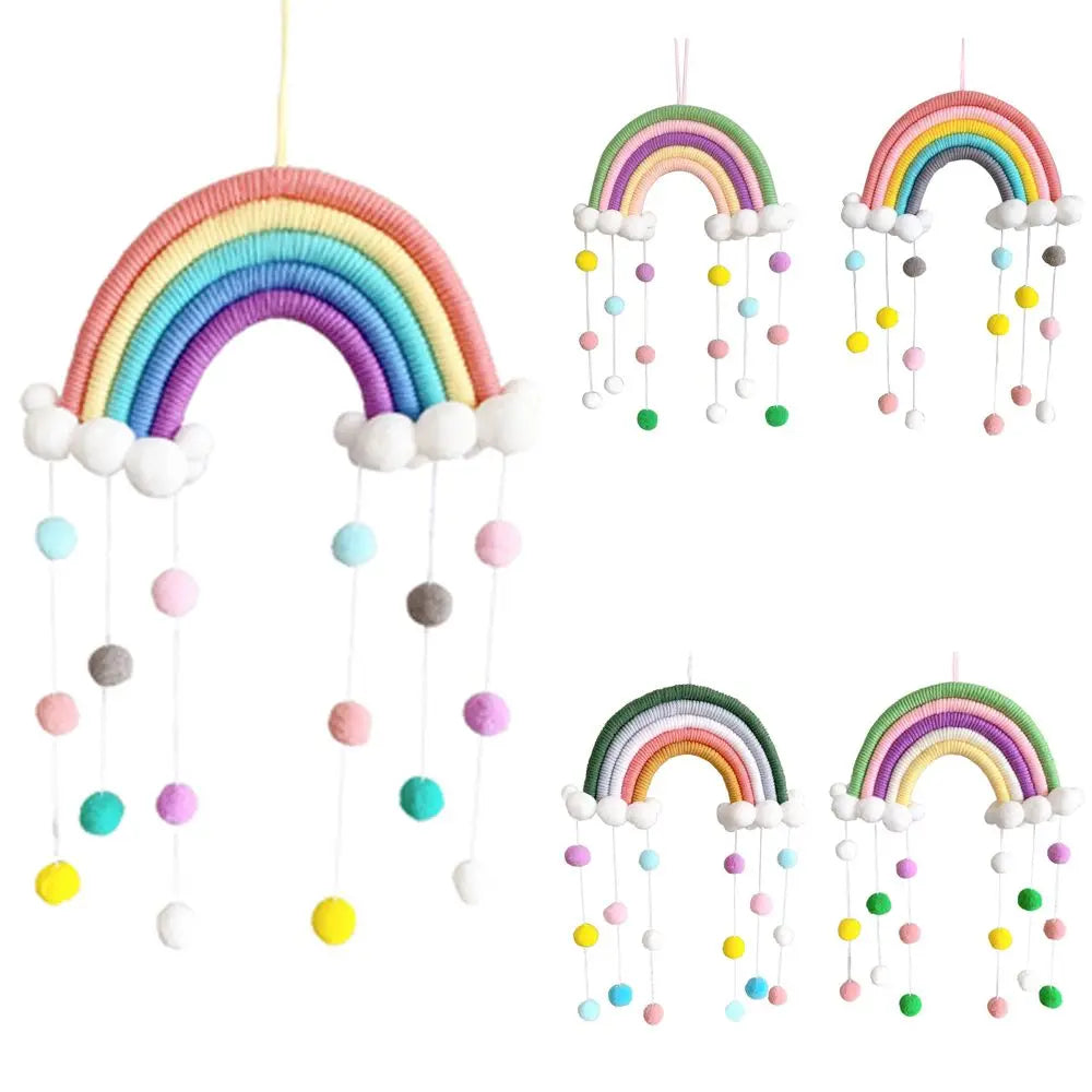 Arc-en-ciel décoratif en macramé multicolore pour chambre d'enfant