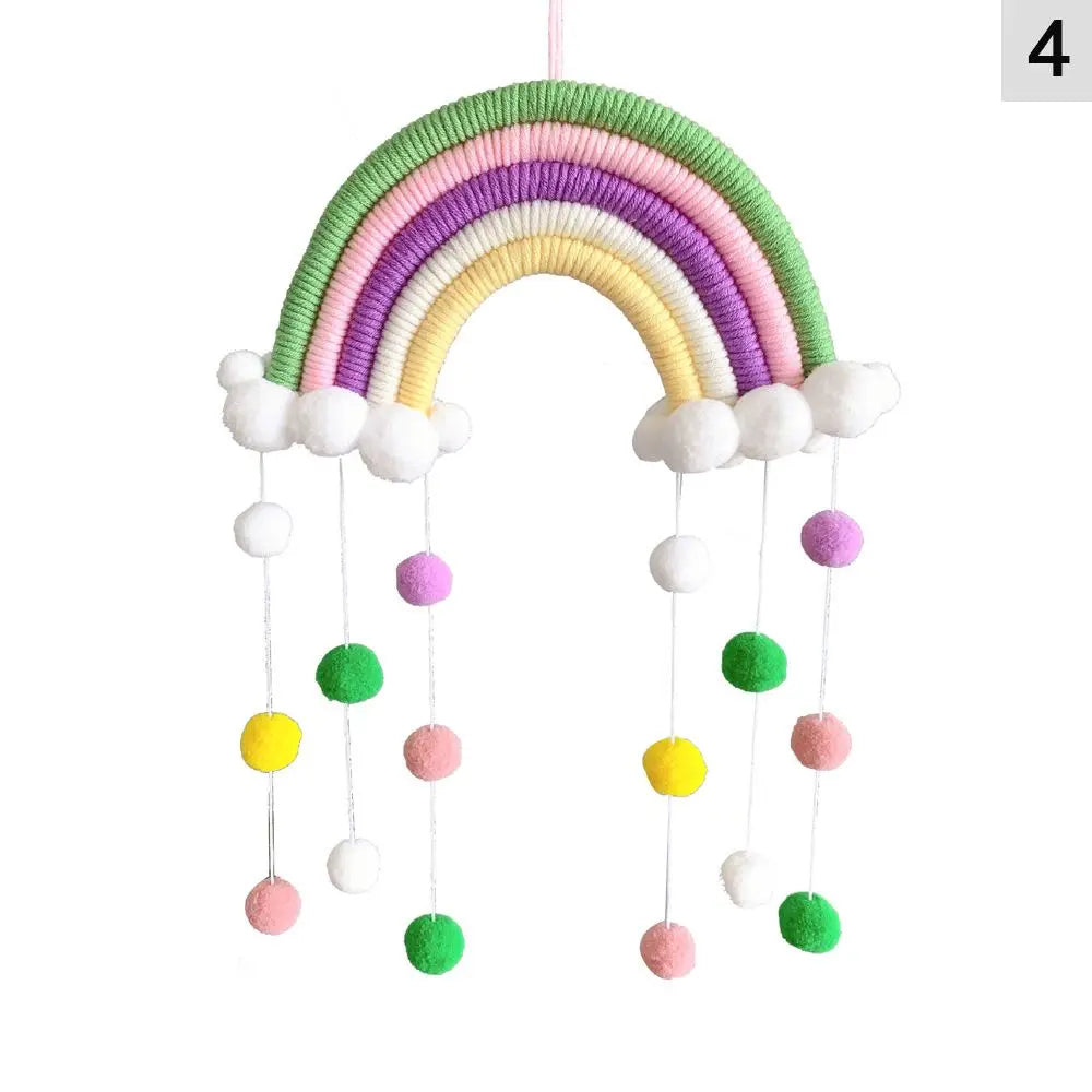 Arc-en-ciel décoratif en macramé multicolore pour chambre d'enfant