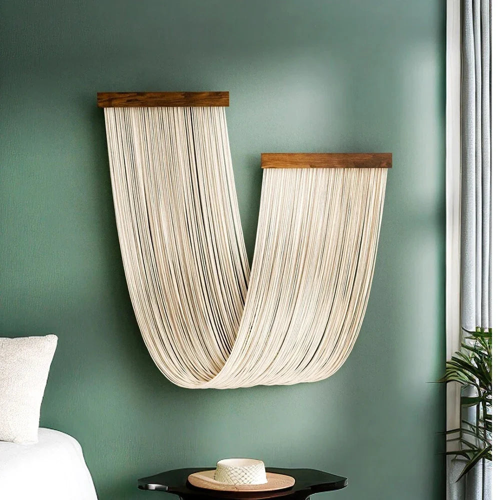 Œuvre d'art murale en macramé, tenture décorative artisanale