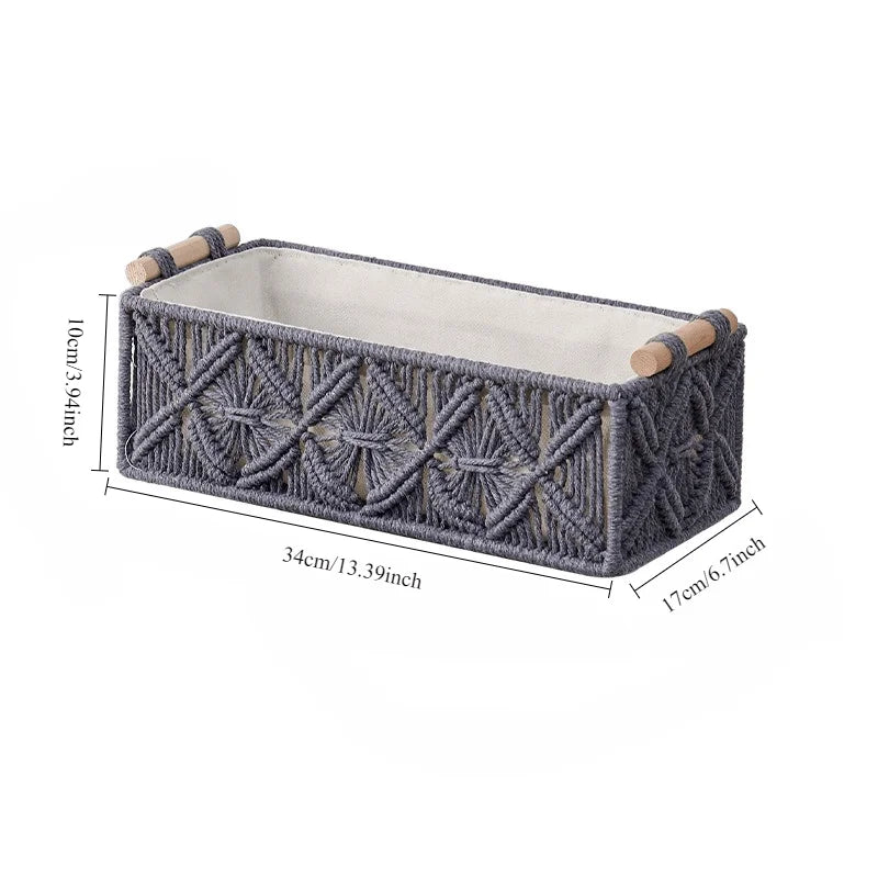 Boite rangement macramé avec poignées Grande 