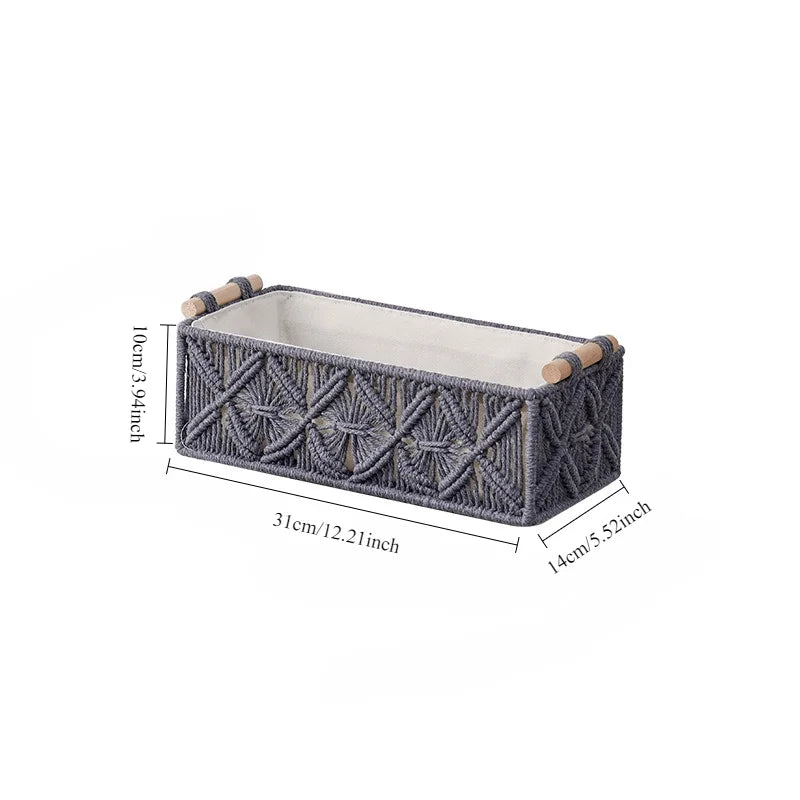 Boite rangement macramé avec poignées Petite