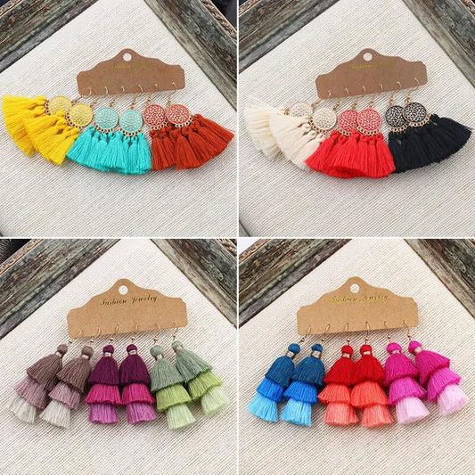 Boucle d'Oreille Macramé Coloré Éclat