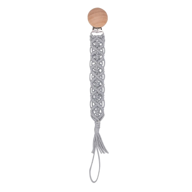 Attache Tétine en Bois macramé