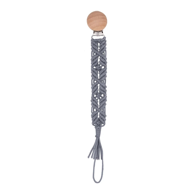 Attache Tétine en Bois macramé