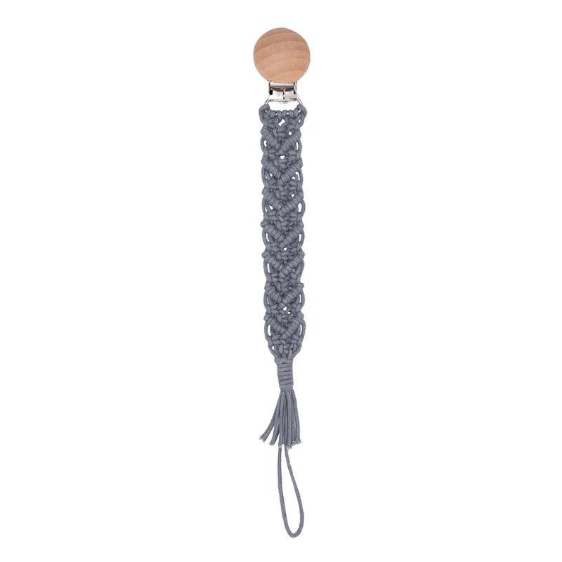 Attache Tétine en Bois macramé