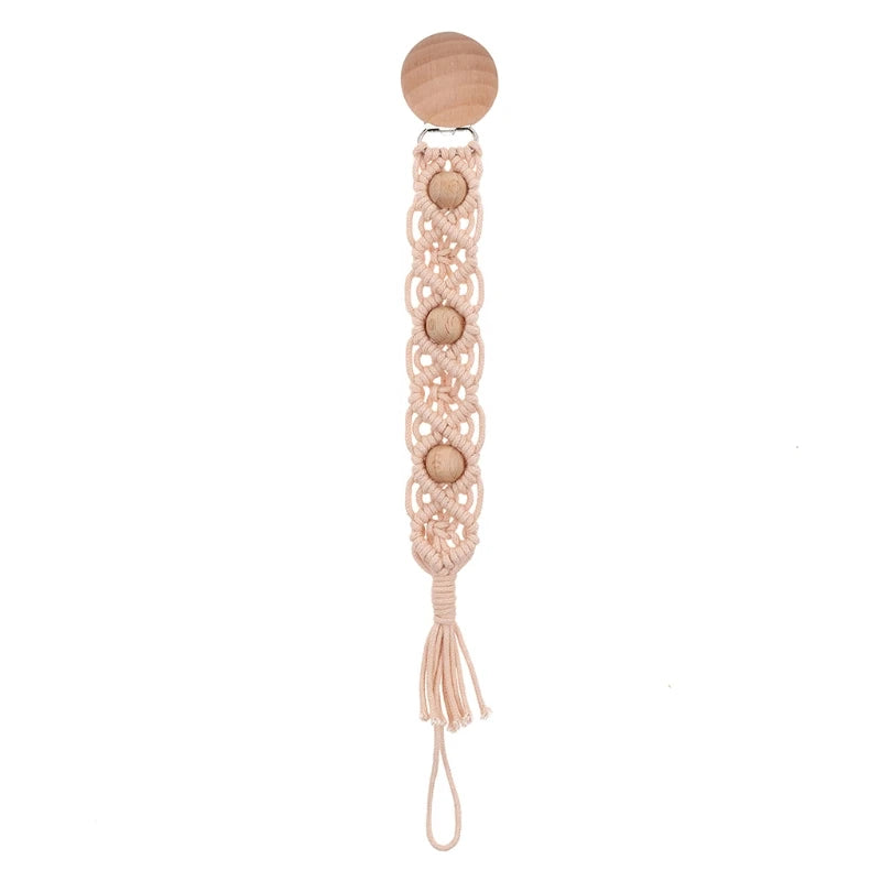 Attache Tétine en Bois macramé