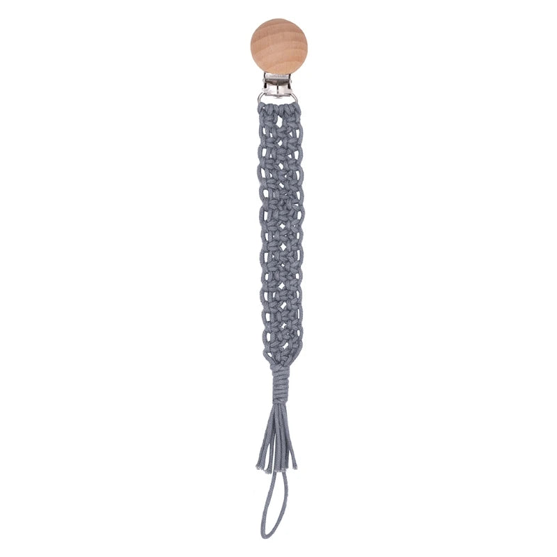 Attache Tétine en Bois macramé