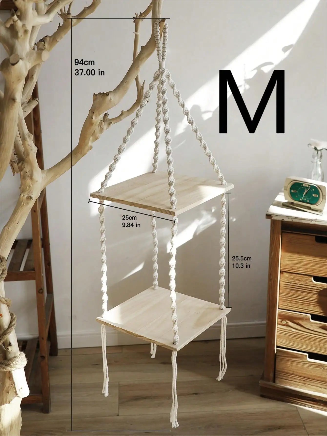 Étagère à Deux Étages Macramé style bohème