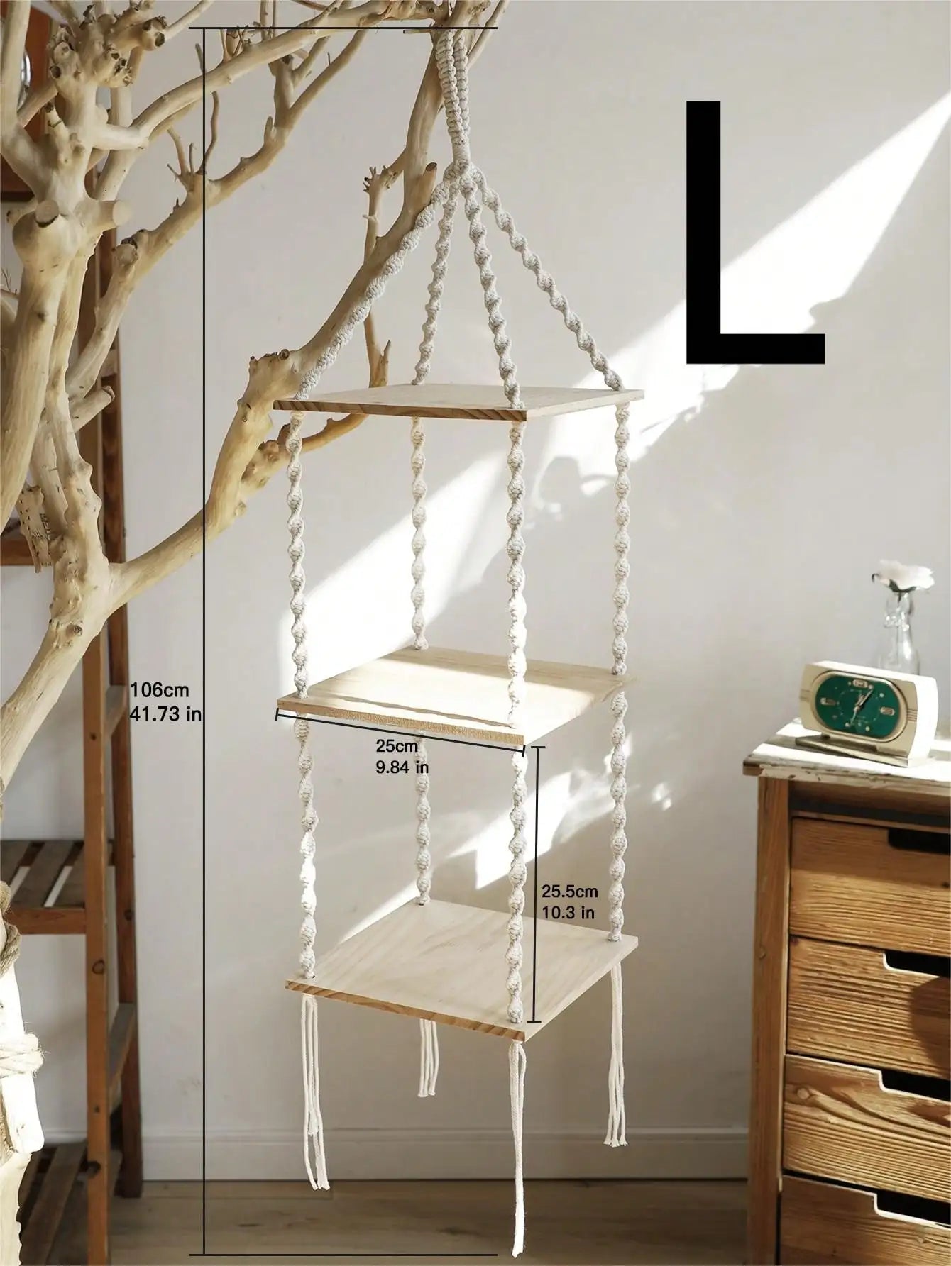 Étagère à Deux Étages Macramé style bohème