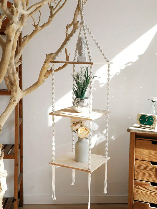 Étagère à Deux Étages Macramé style bohème